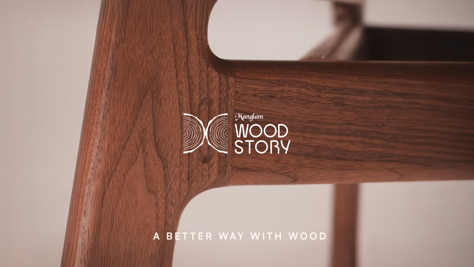 The Manglam Wood Story mark on the joint of a walnut chair